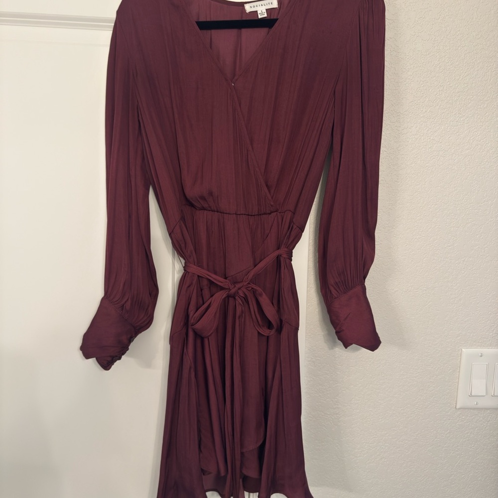 Socialite Maroon Long Sleeve Dress